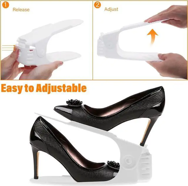 Alt view image 6 of 7 - LEIMO Shoe Slots Organizer, 20-PACK Adjustable Shoe Stacker, Double Layer Stack Shoe Holder Space Saver, White Shoe Stacker for Closet Organization, 4310869