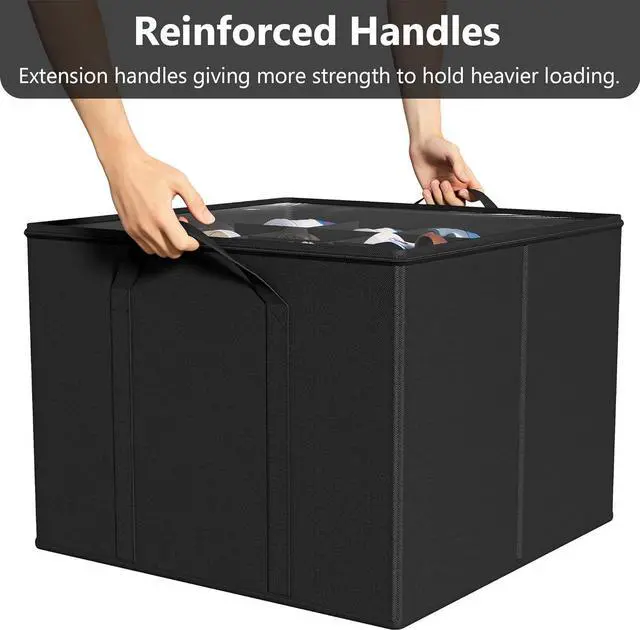 Alt view image 5 of 6 - SUOCO 2 Pack Shoe Organizer for Closet, Fits up to 32 Pairs, Small Space Shoe Storage Boxes Bins Containers w/Adjustable Dividers and Clear Top, Black