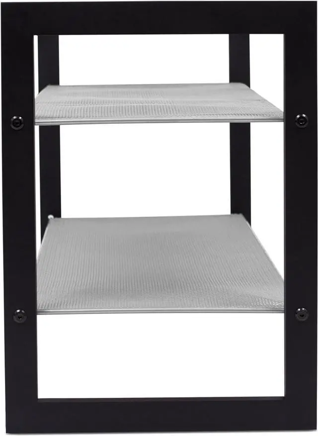 Alt view image 3 of 4 - Internet's Best Mesh Shoe Rack - 2 Tier - Free Standing Metal Wood Shoe Organizer - Closet and Entryway - Fits 8 Pairs of Shoes - Black & Silver