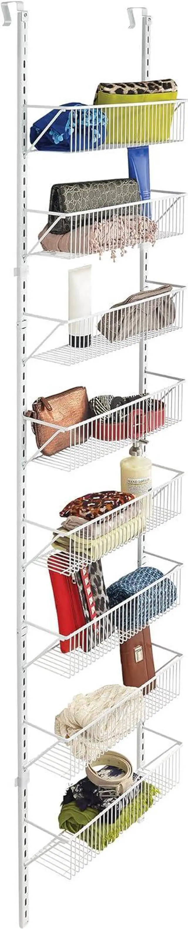 Alt view image 2 of 5 - ClosetMaid 97535 Wall or Door Adjustable (8) Basket Organizer, 6.614-Inch D x 77.165-Inch H x 17.992-Inch W, White