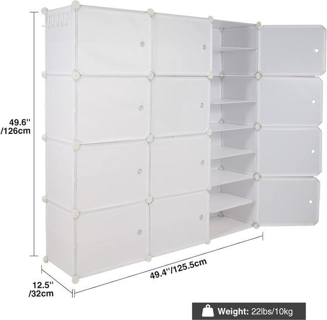 8-Tier Portable 48 Pair Shoe Rack Organizer - White