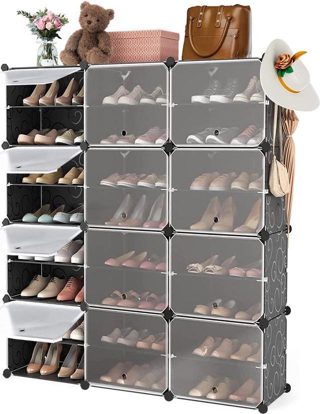 Multi-layer Shoe Rack Assembly Stackable Plastic Shoe Shelf Space