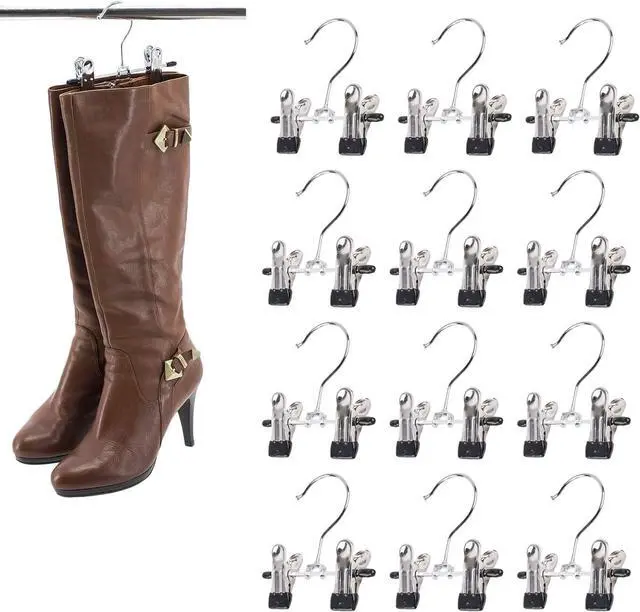 Main image of Double Adjustable Clips Boots Hangers,Space Saving Boots Socks Bags Hanging Clips Boot Holder Boot Organizer,Set of 12 (12)