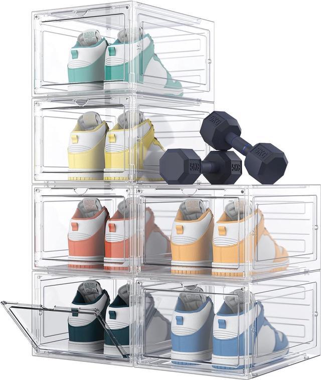 HOMIDEC Shoe Storage, 6 Pack Shoe Organizer Clear Hard Plastic Shoe Box,  Shoe Boxes Clear Plastic Stackable, Shoe Boxes with Lids for Size 13,  Transparent 