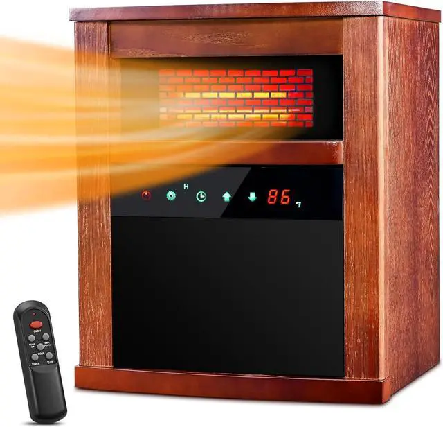 Main image of Air Choice Electric Space Heater, 1500W Infrared Heater w/ 3 Heating Mode, Thermostat, Remote Control & 12h Timer, Small Portable Room Heaters for Indoor Use, Bedroom, Office, Living Room, Dark Walnut