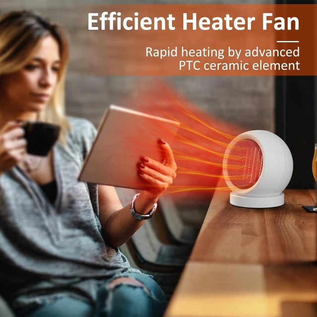 Alt view image 2 of 7 - Desk Heater,600W Energy Efficient Desktop Heater for Indoor Use,Safe and Quiet for Bedroom Home Office Use(White)