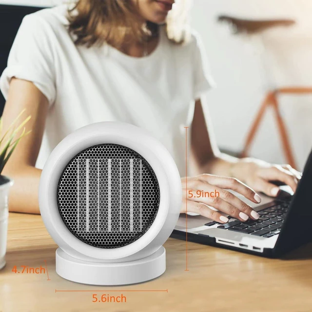 Alt view image 6 of 7 - Desk Heater,600W Energy Efficient Desktop Heater for Indoor Use,Safe and Quiet for Bedroom Home Office Use(White)