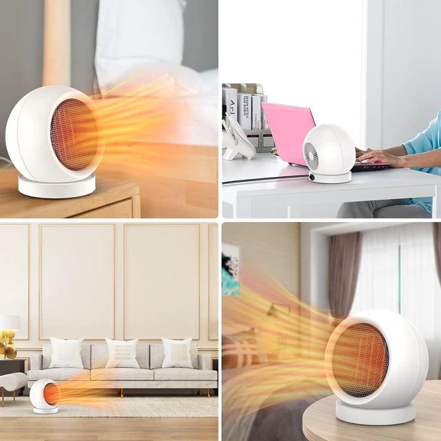 Alt view image 7 of 7 - Desk Heater,600W Energy Efficient Desktop Heater for Indoor Use,Safe and Quiet for Bedroom Home Office Use(White)