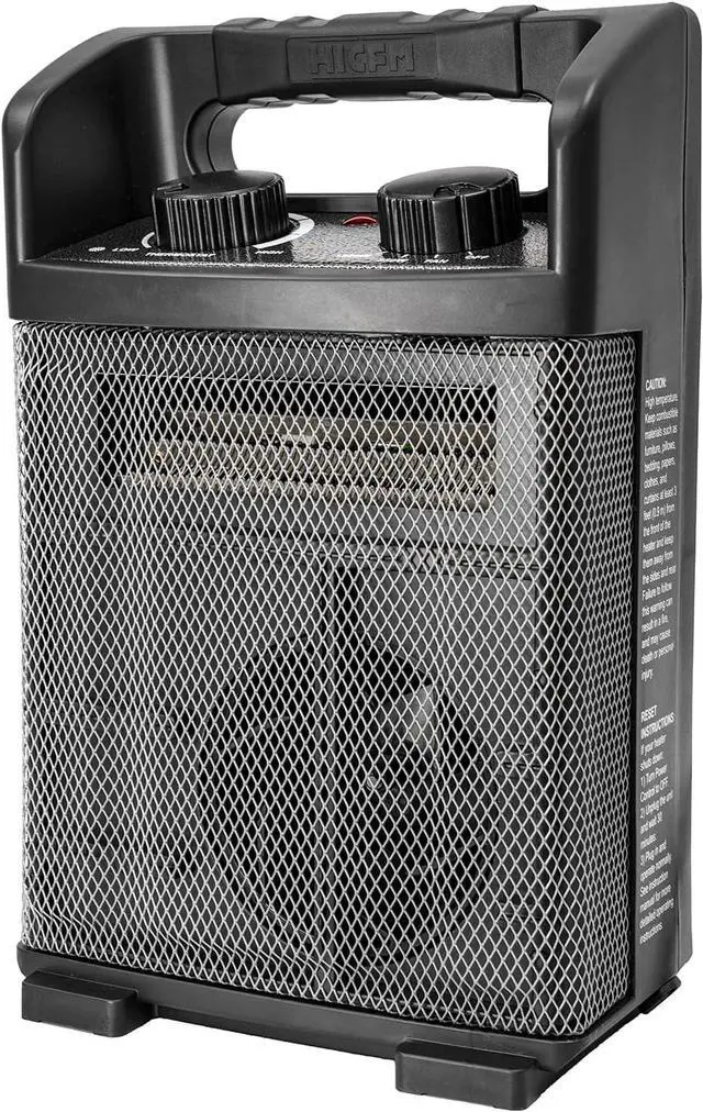 Main image of 1500W Electric Utility Space Heater BTU 5120 with Thermostat Control, Two Power Setting, Fan Only Option, Built-in Carrying Handle, Tip-Over Switch, Cool Touch, UL Safety (kilowatts, 1.5)