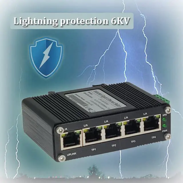 Alt view image 5 of 6 - Mini Industrial 5 Ports Gigabit Switch Hardened 5 Port RJ45 10/100/1000Mbps Ethernet Switch Din Rail Mount Ethernet Switch Wall Mounts Included (-40 to 167 ºF) 10Gbps Switching Capacity