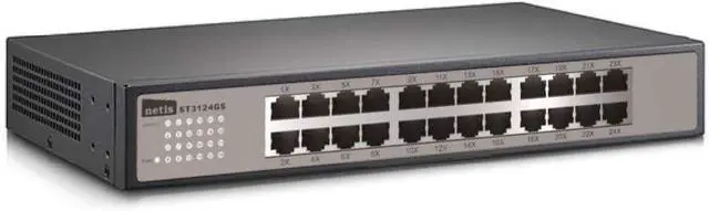 Main image of Netis 24 Port Unmanaged Gigabit Switch, Desktop Ethernet Splitter, Ethernet Hub, Plug and Play, Fanless Quite, Traffic Optimization, Sturdy Metal, Rack mountable with Included mounting Bracket