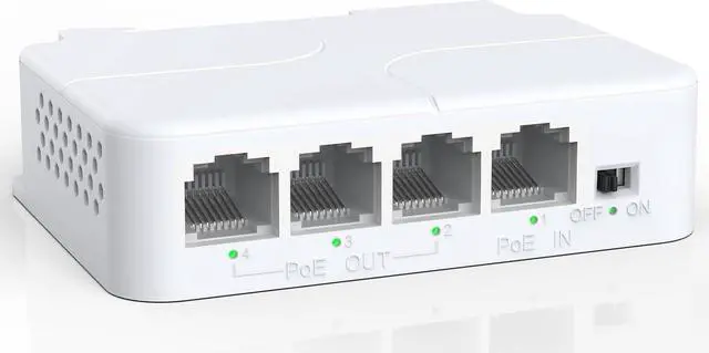 Main image of YuanLey 4 Port PoE Extender with 3 PoE Out, IEEE 802.3af/at Mini 4 Channel PoE Repeater 100Mbps, Wall and Din Rail Mount Passthrough POE Switch/Booster, Plug and Play