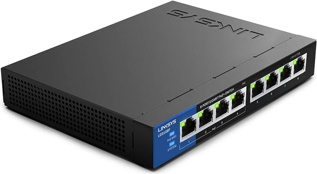 LINKSYS LGS108P 8ポート PoE+ スイッチングハブ Linksys LGS108P 8 Port Gigabit Unmanaged Network PoE Switch with 4