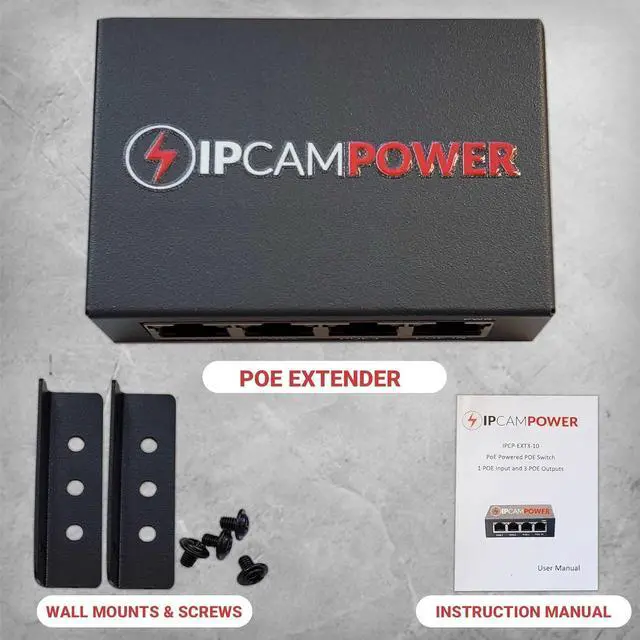 Alt view image 5 of 7 - POE Powered 3 Port Switch & Network Cat5 Cat6 Midspan Cable Range Extender Pass Through Repeater for IP Cameras - Run Cables up to 1148