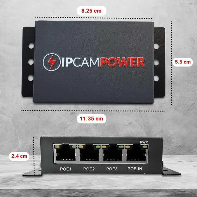 Alt view image 6 of 7 - POE Powered 3 Port Switch & Network Cat5 Cat6 Midspan Cable Range Extender Pass Through Repeater for IP Cameras - Run Cables up to 1148
