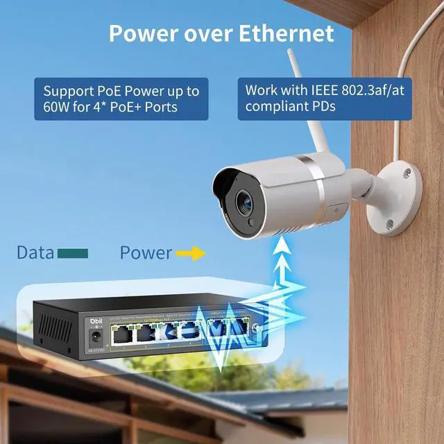 Alt view image 2 of 7 - DBIT 6-Port Ethernet PoE Switch with 4 Ports PoE+, 2 Fast Ethernet Uplink, 10/100Mbps, 63W High Power, Support IEEE802.3af/at, Fanless Metal Plug & Play PoE+ Network Switch (WS1042A)