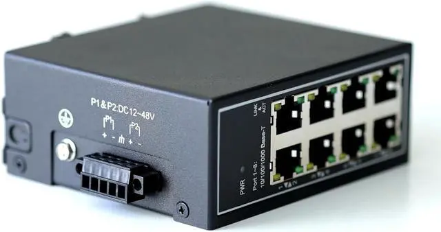 Alt view image 4 of 5 - WIWAV WDH-8GT-DC 10/100/1000Mbps Unmanaged 8-Port Gigabit Industrial Ethernet Switches with DIN Rail/Wall-Mount (UL Listed, Fanless, -30°C~75°C)