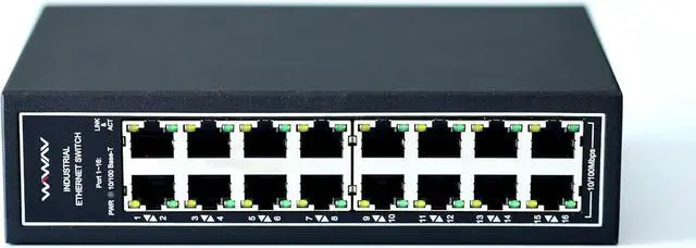 Alt view image 3 of 5 - WIWAV WDH-16ET-DC 10/100Mbps Unmanaged 16-Port Industrial Ethernet Switches with DIN Rail/Wall-Mount (UL Listed, Fanless, -30°C~75°C)