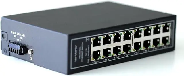 Alt view image 4 of 5 - WIWAV WDH-16ET-DC 10/100Mbps Unmanaged 16-Port Industrial Ethernet Switches with DIN Rail/Wall-Mount (UL Listed, Fanless, -30°C~75°C)