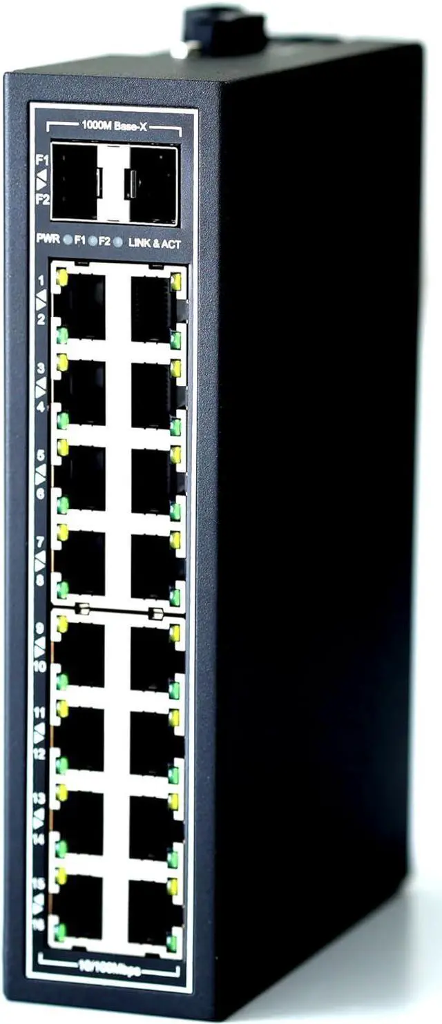 Main image of WIWAV WDH-16ET2GF-DC 10/100Mbps Unmanaged 18-Port Industrial Ethernet Switches with DIN Rail/Wall-Mount (UL Listed,Fanless,-30~75)
