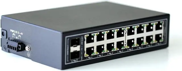Alt view image 4 of 5 - WIWAV WDH-16ET2GF-DC 10/100Mbps Unmanaged 18-Port Industrial Ethernet Switches with DIN Rail/Wall-Mount (UL Listed,Fanless,-30~75)