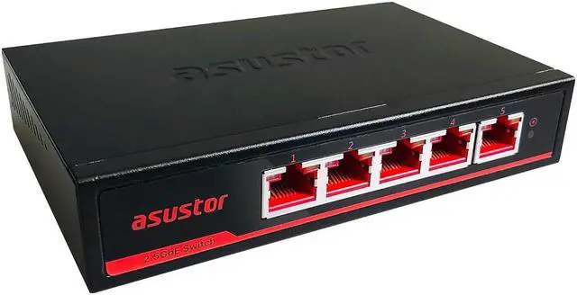 Main image of Asustor 5 Port 2.5G Unmanaged Ethernet Network Switch, Plug and Play, Wall-Mount, Fanless (ASW205T)