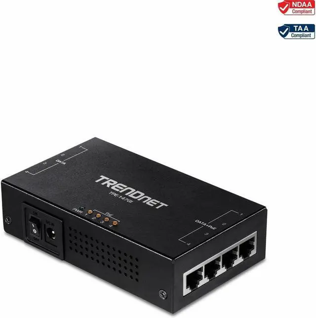 Alt view image 5 of 7 - TRENDnet 65W 4-Port Gigabit PoE+ Injector, TPE-147GI, 4 x Gigabit Ports(Data in), 4 x gigabit PoE Ports(Data + PoE Out), Multi-Port PoE+ Injector up to 100m(328 ft.), Add PoE+ Power to Non-PoE Switch