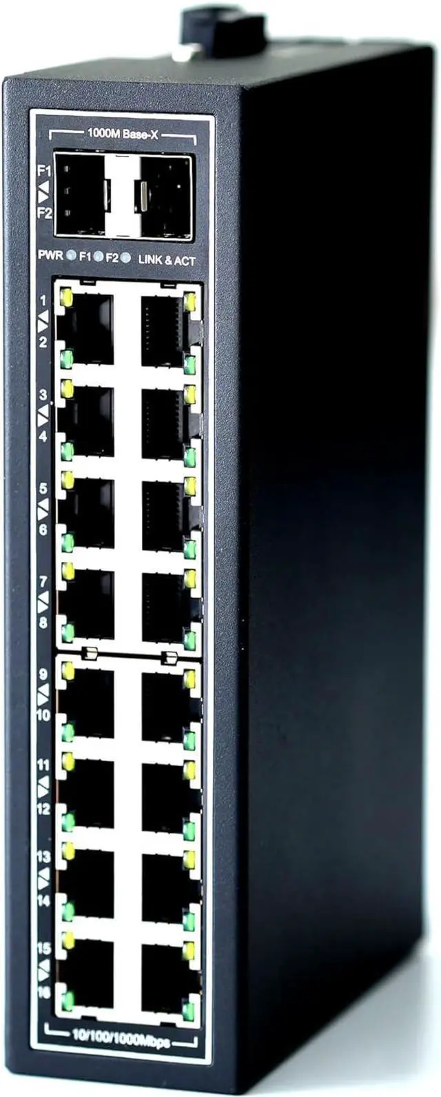 Main image of WIWAV WDH-16GT2GF-DC 10/100/1000Mbps Unmanaged 18-Port Gigabit Industrial Ethernet Switches with DIN Rail/Wall-Mount (UL Listed,Fanless,-30~75)