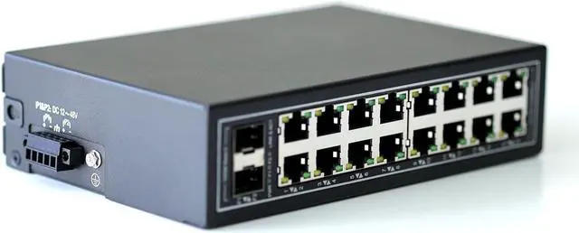 Alt view image 4 of 5 - WIWAV WDH-16GT2GF-DC 10/100/1000Mbps Unmanaged 18-Port Gigabit Industrial Ethernet Switches with DIN Rail/Wall-Mount (UL Listed,Fanless,-30~75)