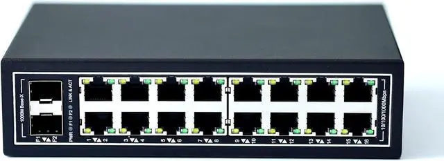 Alt view image 3 of 5 - WIWAV WDH-16GT2GF-DC 10/100/1000Mbps Unmanaged 18-Port Gigabit Industrial Ethernet Switches with DIN Rail/Wall-Mount (UL Listed,Fanless,-30~75)