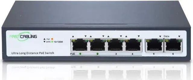 Main image of 1500ft Long Range PoE+ Switch, PoE Extension with Continuous Run of cat5e/cat6, Fast Ethernet 10/100Mbps, 30W IEEE802.3at/af