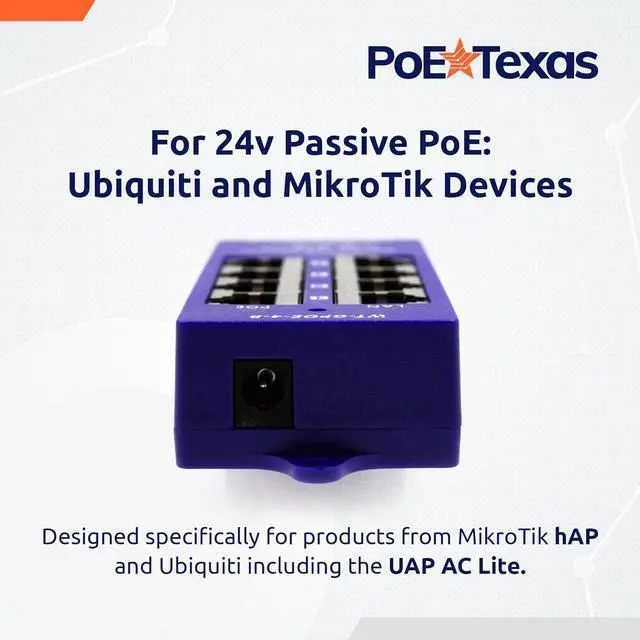 Alt view image 3 of 6 - PoE Texas 4 Port 24V Passive PoE Injector with 24V 30W UL/FCC Certified Power Supply - Gigabit Injector - Passive Power Over Ethernet Multi Port PoE Adapter for Ubiquiti, Mikrotik, 24 Volt PoE Devices