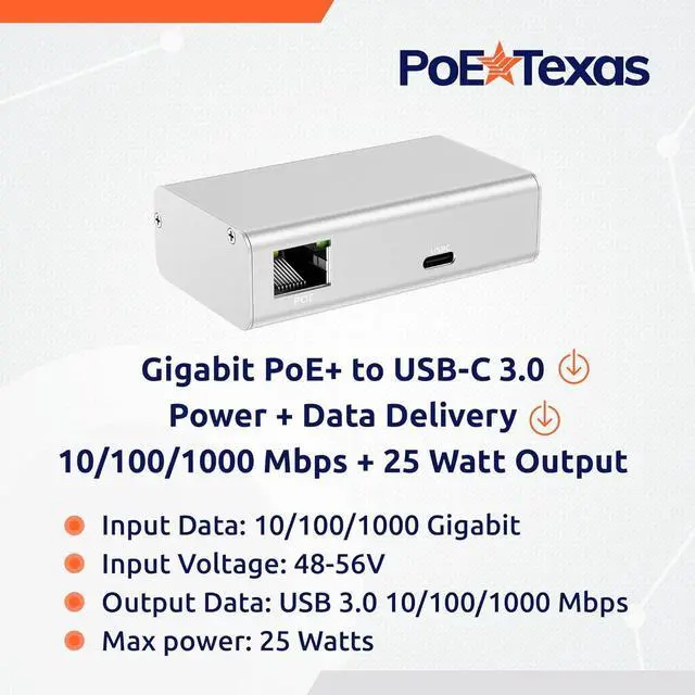 Alt view image 3 of 6 - PoE+ to USBC Power Delivery Compatible with Tablet Computers Like iPad Pro Gen 3, Microsoft Surface Go, Google Pixel, and More (USB-C Power Compatible w/iPad Pro) (Gigabit Power + Data 2)