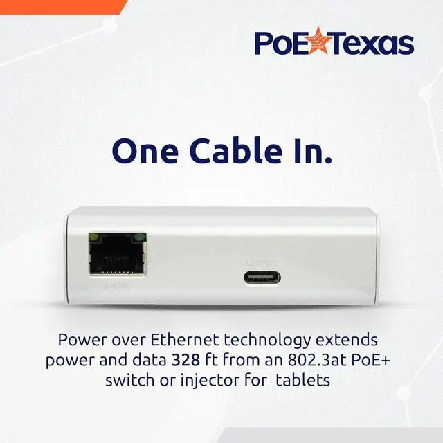 Alt view image 2 of 6 - PoE+ to USBC Power Delivery Compatible with Tablet Computers Like iPad Pro Gen 3, Microsoft Surface Go, Google Pixel, and More (USB-C Power Compatible w/iPad Pro) (Gigabit Power + Data 2)