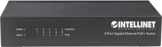 Alt view image 4 of 7 - Intellinet 5-Port Gigabit PoE+ Switch, 60W Power Budget, 4 PoE Ports, Metal