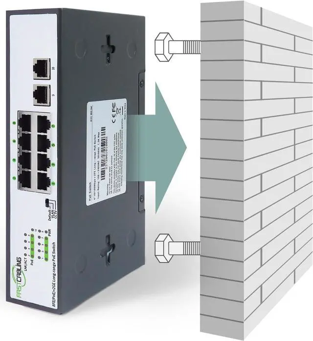 Alt view image 5 of 5 - 1500ft 8 Port Long Range PoE+ Switch, PoE Extension with Continuous Run of cat5e/cat6, Fast Ethernet 10/100Mbps, 30W IEEE802.3at/af