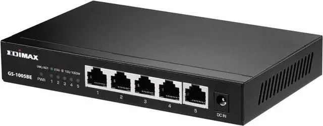 Alt view image 2 of 4 - EDiMAX 2.5Gbps Ethernet 5-Port Switch. 2500/1000/100Mbps. Metal Chassis, Wall-mountable, Designed for NAS and workstations, Works with CAT5E, GS-1005BE