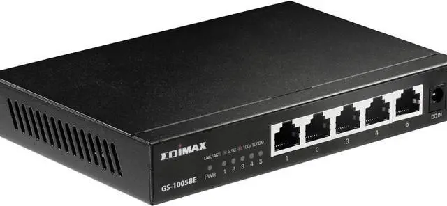Alt view image 3 of 4 - EDiMAX 2.5Gbps Ethernet 5-Port Switch. 2500/1000/100Mbps. Metal Chassis, Wall-mountable, Designed for NAS and workstations, Works with CAT5E, GS-1005BE
