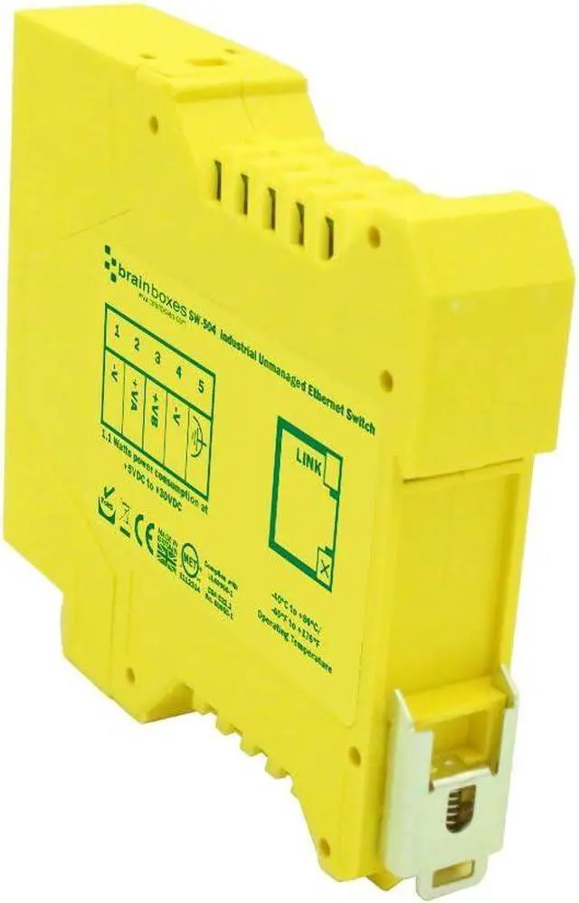 Alt view image 6 of 6 - Brainboxes Switch - 4 Ports - DIN Rail mountable (SW-504)