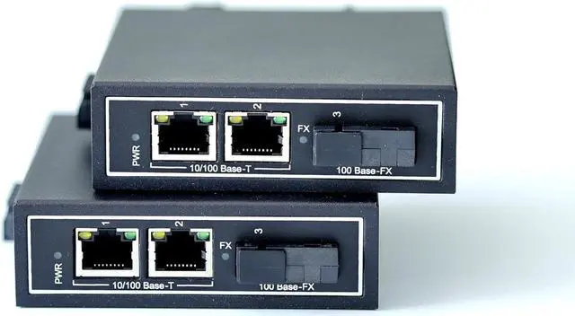 Alt view image 3 of 6 - WIWAV WDH-2ET1FX-DC 10/100Mbps 3-Port Industrial Ethernet Media Converter with DIN Rail/Multi-Mount(UL Listed,Pack of 2,Fanless,-30~75)