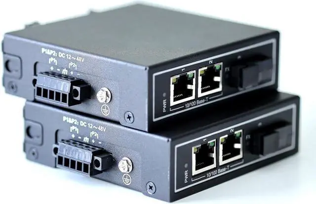 Alt view image 4 of 6 - WIWAV WDH-2ET1FX-DC 10/100Mbps 3-Port Industrial Ethernet Media Converter with DIN Rail/Multi-Mount(UL Listed,Pack of 2,Fanless,-30~75)