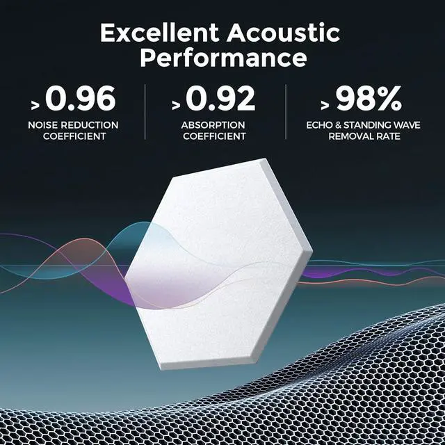 Alt view image 2 of 7 - Dexmoko Self-Adhesive Acoustic Panels [390 lbs/yd³ Ultra-High Density], 2nd Generation Sound Absorbing Panel, Professional Level Sound Panel, Polyester Soundproof Foam [Size M, Orange & Moon Grey]