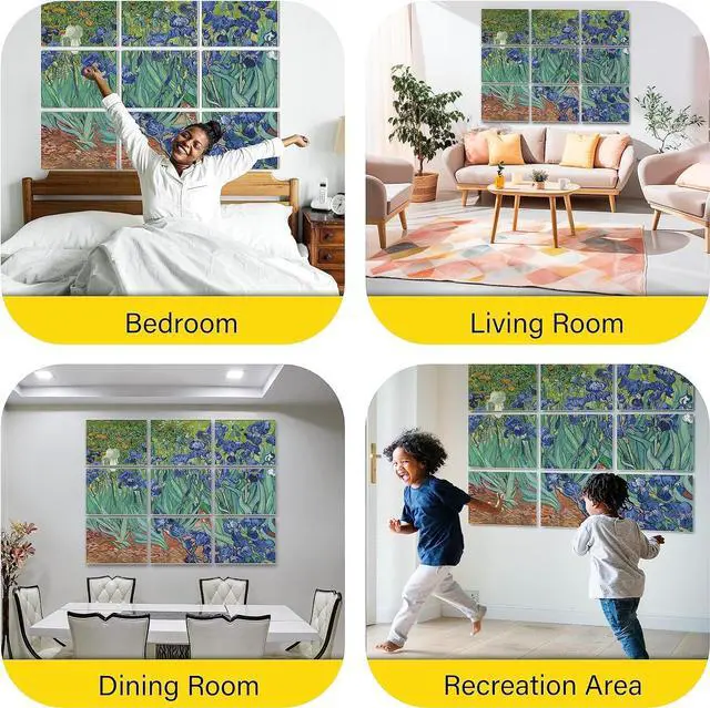Alt view image 7 of 7 - PINWELIFE® Wall Art Acoustic Panels, Sound Proof Absorbing Panels for Home/Office, Decorative Absorbing Dampening, Noise and Echo Cancelling (48"x32", Van Gogh_Irises)