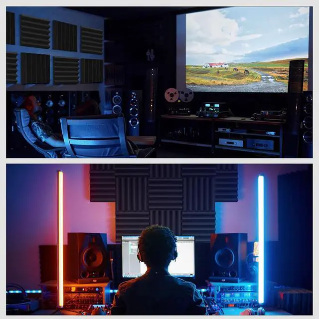 Alt view image 6 of 6 - JBER 24Pack Sound Proof Foam Panels, 2" X 12" X 12" Self-Adhesive Acoustic Wall Paddings for Home Office Studios (Black)