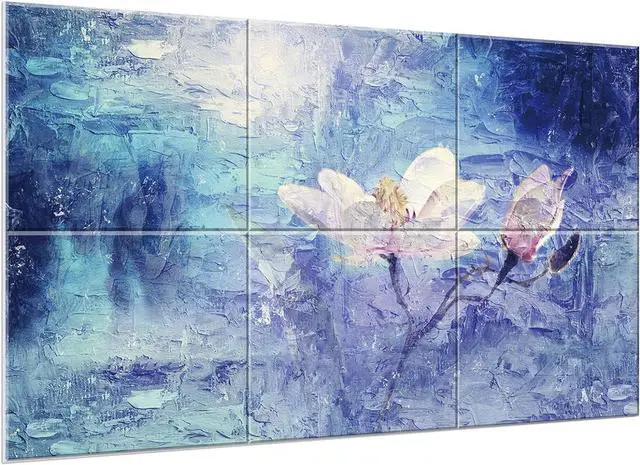 Main image of JBER Art Acoustic Panels, 6 Pack Self-Adhesive Large Wall Art Paintings for Wall Decoration, Sound Absorbing Panels for Recording Studio, Living room, Bathroom, Office, 47.2"×27" (Magnolia)
