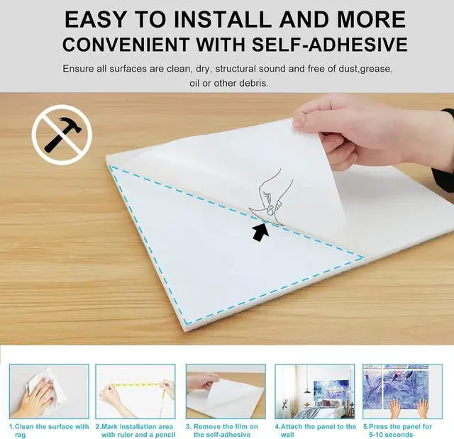 Alt view image 5 of 7 - JBER Art Acoustic Panels, 6 Pack Self-Adhesive Large Wall Art Paintings for Wall Decoration, Sound Absorbing Panels for Recording Studio, Living room, Bathroom, Office, 47.2"×27" (Magnolia)