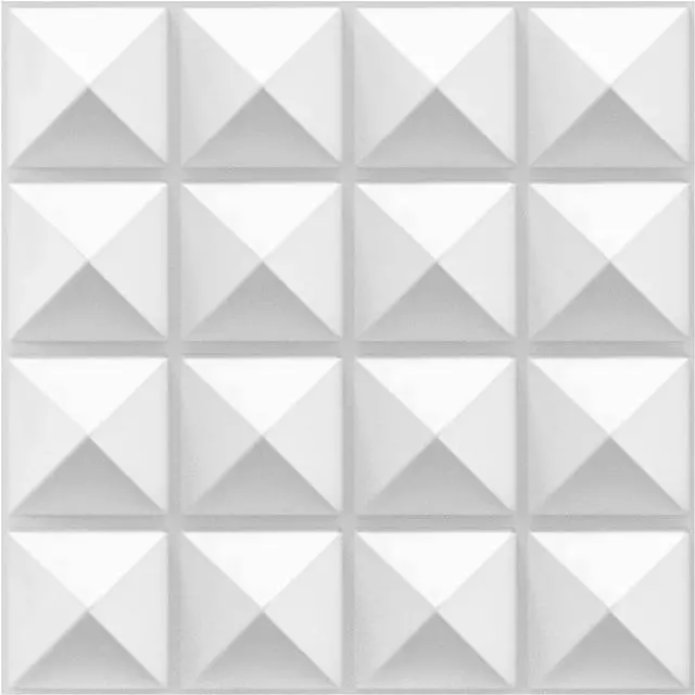 Main image of TroyStudio Acoustic Sound Diffuser Panels, 12 X 12 X 1 inches 16 Pcs PVC Plastic Wall Panel, Recording Studio Acoustical Treatments Diffusion panel, 3d Art Decorative Ceiling Tiles (Pyramid, White)