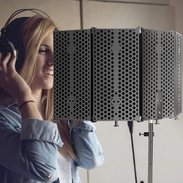 Alt view image 7 of 7 - Mic Isolation Shield - Portable Studio Acoustic Sound Shield with Absorbing Foam for Microphone, Reflection Filter for Home Voice Studio (5 Panels) YOUSHARES