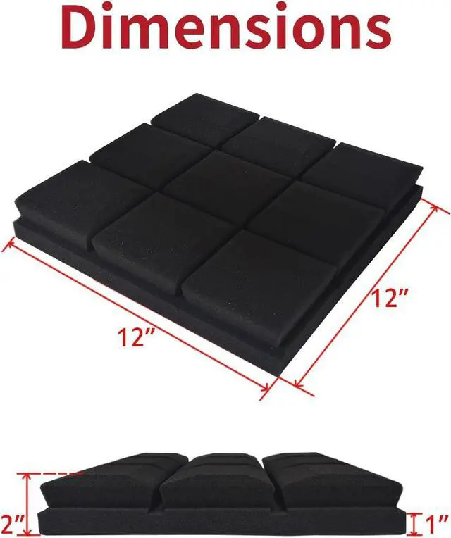 Alt view image 2 of 6 - 24 PACK Sound Proof Foam Panels 2"×12"×12" - High-Density Acoustic Foam - Flame Retardant Soundproof Foam - Sound Proof Panels for Walls for Noise Absorbing Canceling (24 Pack Mushroom)