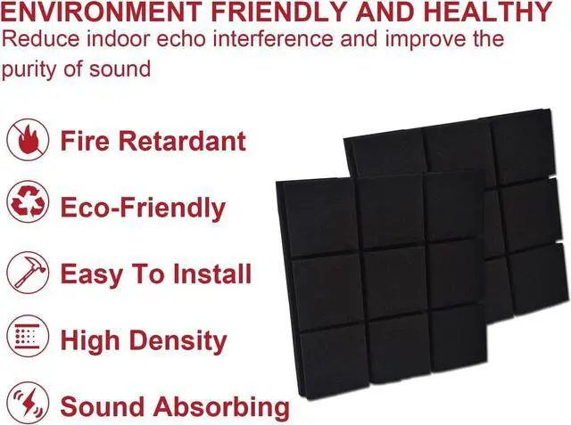 Alt view image 4 of 6 - 24 PACK Sound Proof Foam Panels 2"×12"×12" - High-Density Acoustic Foam - Flame Retardant Soundproof Foam - Sound Proof Panels for Walls for Noise Absorbing Canceling (24 Pack Mushroom)